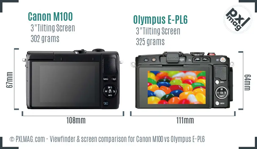 Canon M100 vs Olympus E-PL6 Screen and Viewfinder comparison