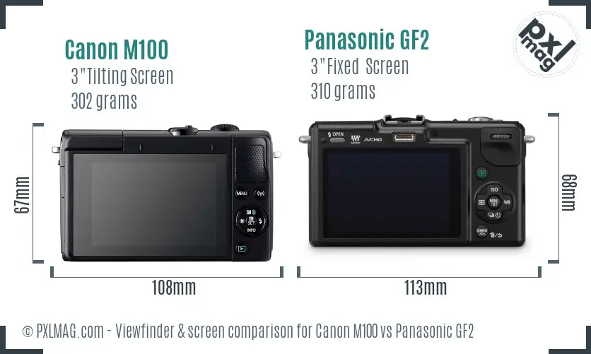Canon M100 vs Panasonic GF2 Screen and Viewfinder comparison