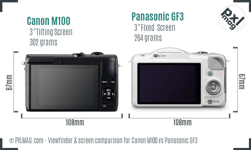 Canon M100 vs Panasonic GF3 Screen and Viewfinder comparison