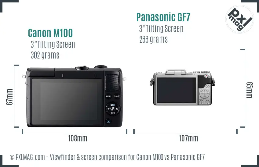Canon M100 vs Panasonic GF7 Screen and Viewfinder comparison