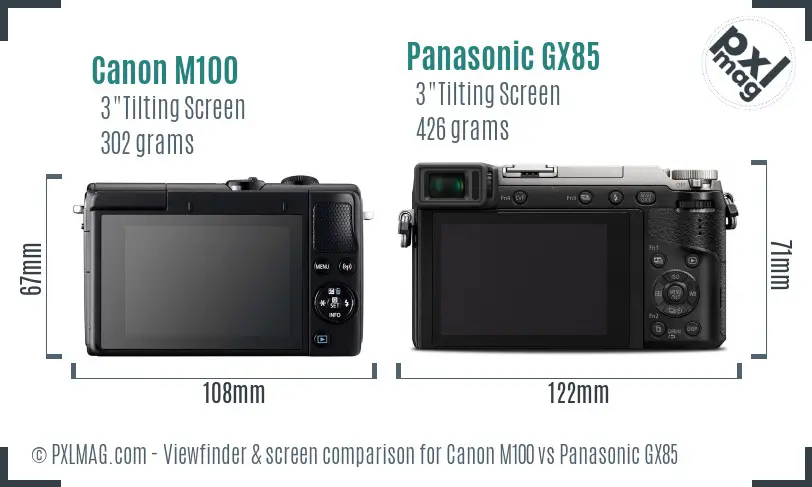 Canon M100 vs Panasonic GX85 Screen and Viewfinder comparison