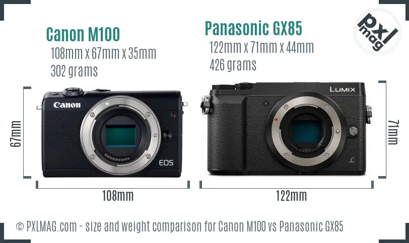 Canon M100 vs Panasonic GX85 size comparison