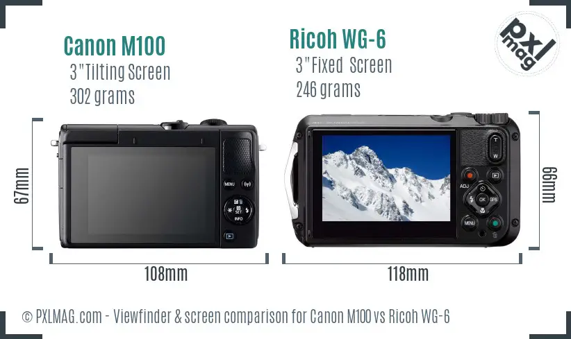Canon M100 vs Ricoh WG-6 Screen and Viewfinder comparison