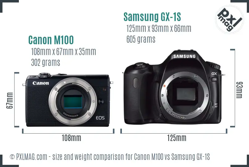 Canon M100 vs Samsung GX-1S size comparison Canon M100 vs Samsung GX-1S size comparison