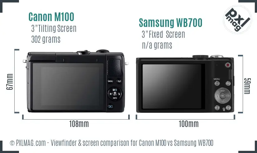 Canon M100 vs Samsung WB700 Screen and Viewfinder comparison