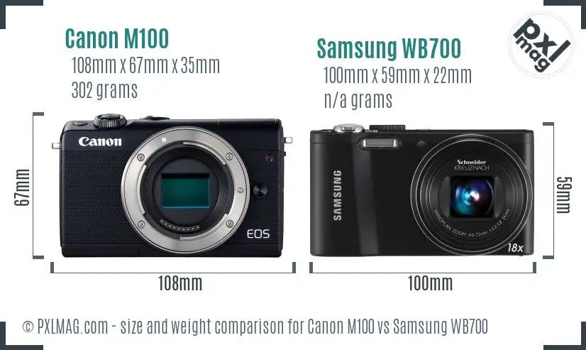 Canon M100 vs Samsung WB700 size comparison