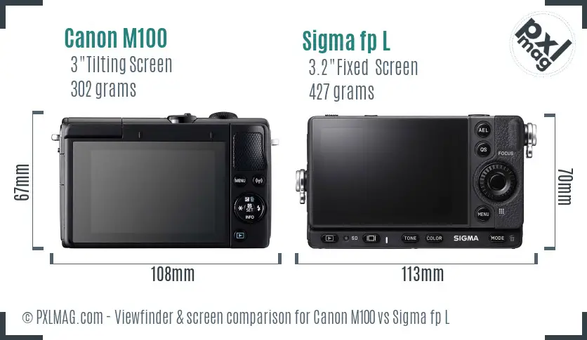 Canon M100 vs Sigma fp L Screen and Viewfinder comparison