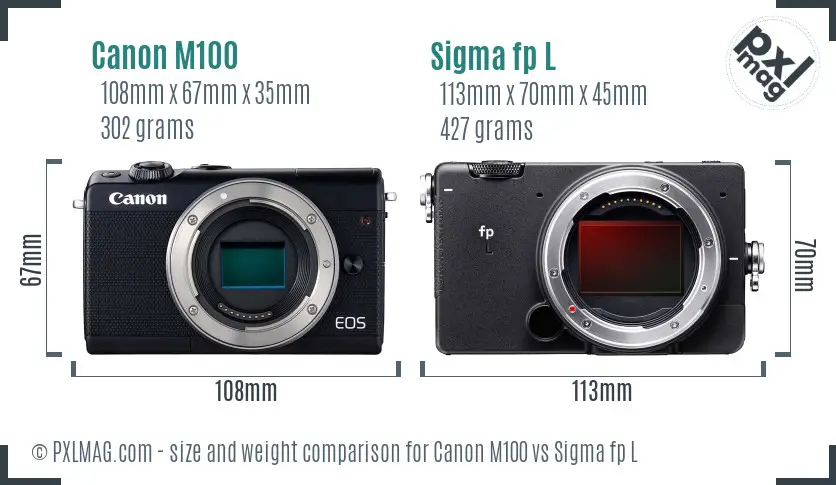 Canon M100 vs Sigma fp L size comparison