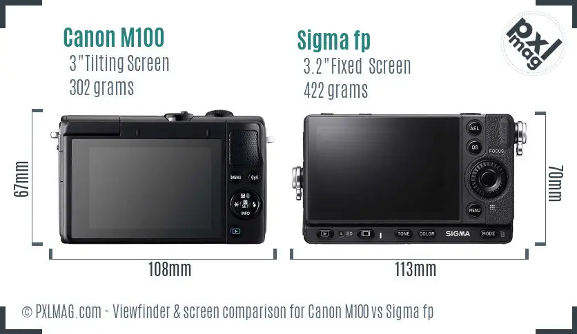 Canon M100 vs Sigma fp Screen and Viewfinder comparison Canon M100 vs Sigma fp Screen and Viewfinder comparison