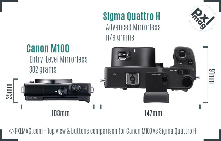Canon M100 vs Sigma Quattro H top view buttons comparison