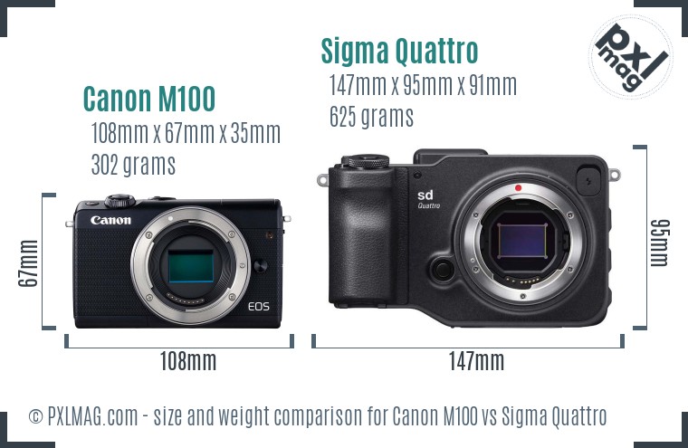 Canon M100 vs Sigma Quattro size comparison Canon M100 vs Sigma Quattro size comparison
