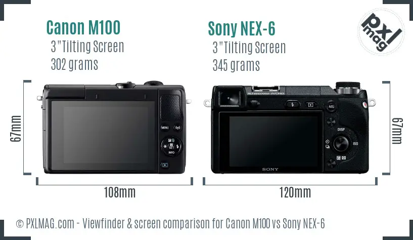 Canon M100 vs Sony NEX-6 Screen and Viewfinder comparison Canon M100 vs Sony NEX-6 Screen and Viewfinder comparison