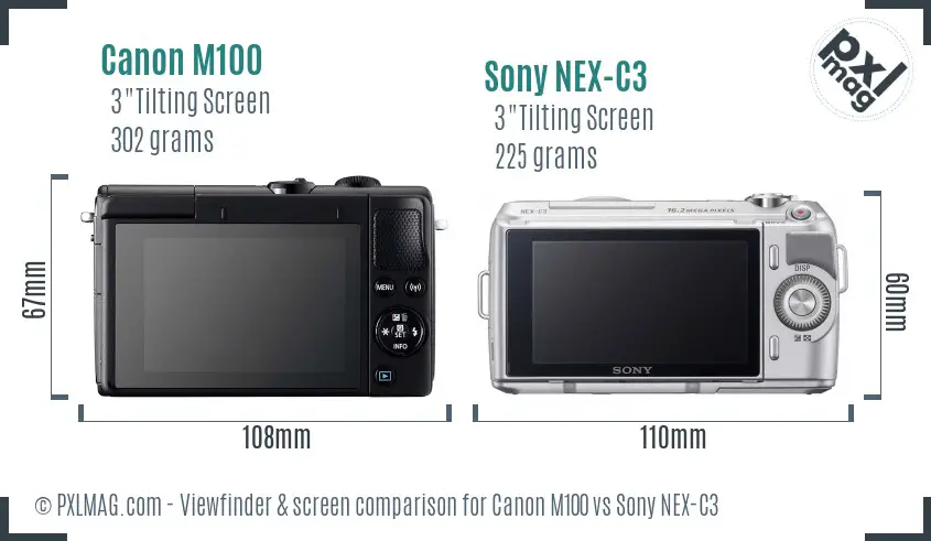 Canon M100 vs Sony NEX-C3 Screen and Viewfinder comparison