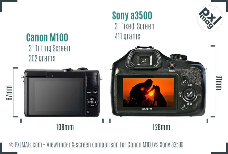 Canon M100 vs Sony a3500 Screen and Viewfinder comparison