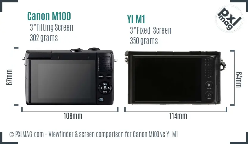 Canon M100 vs YI M1 Screen and Viewfinder comparison