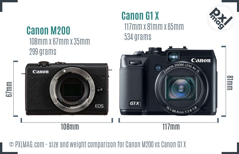 Canon M200 vs Canon G1 X size comparison Canon M200 vs Canon G1 X size comparison