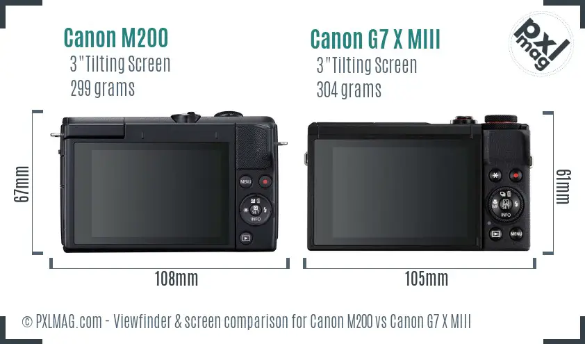 Canon M200 vs Canon G7 X MIII Screen and Viewfinder comparison Canon M200 vs Canon G7 X MIII Screen and Viewfinder comparison