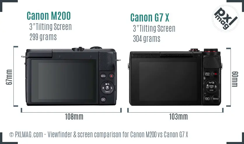 Canon M200 vs Canon G7 X Screen and Viewfinder comparison Canon M200 vs Canon G7 X Screen and Viewfinder comparison