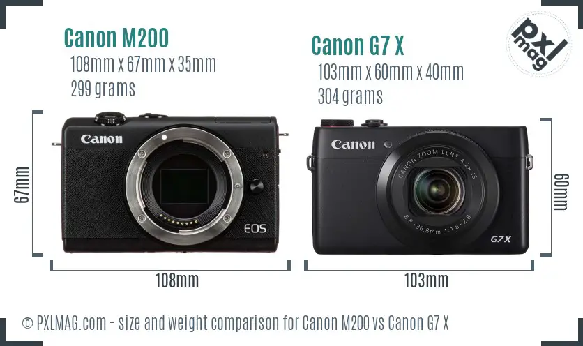 Canon M200 vs Canon G7 X size comparison Canon M200 vs Canon G7 X size comparison