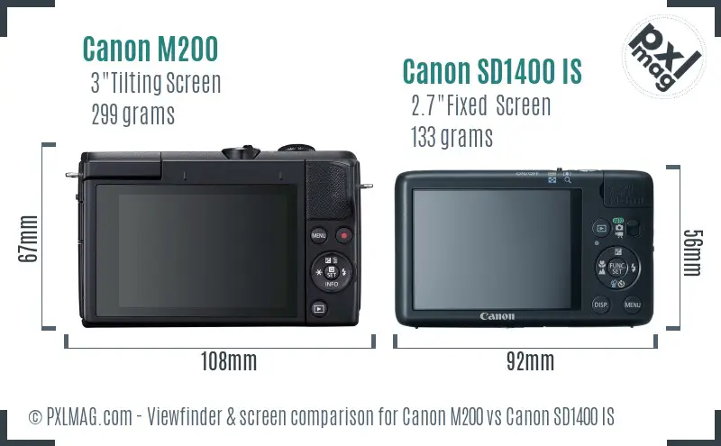 Canon M200 vs Canon SD1400 IS Screen and Viewfinder comparison