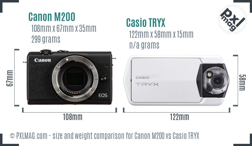Canon M200 vs Casio TRYX size comparison