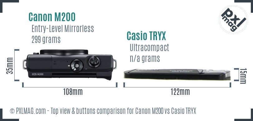 Canon M200 vs Casio TRYX top view buttons comparison