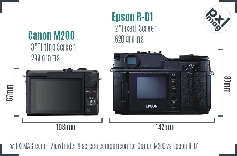 Canon M200 vs Epson R-D1 Screen and Viewfinder comparison