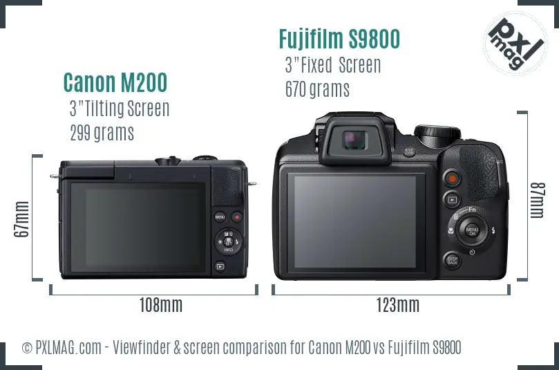 Canon M200 vs Fujifilm S9800 Screen and Viewfinder comparison