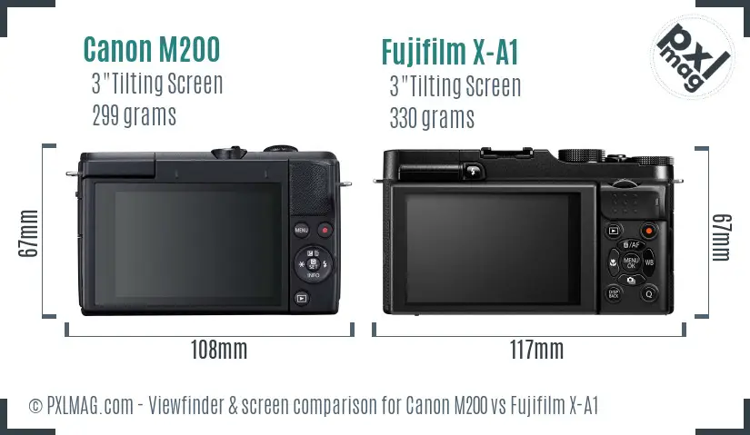 Canon M200 vs Fujifilm X-A1 Screen and Viewfinder comparison