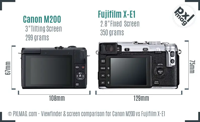 Canon M200 vs Fujifilm X-E1 Screen and Viewfinder comparison
