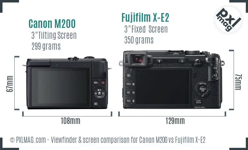 Canon M200 vs Fujifilm X-E2 Screen and Viewfinder comparison