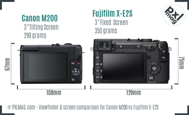 Canon M200 vs Fujifilm X-E2S Screen and Viewfinder comparison