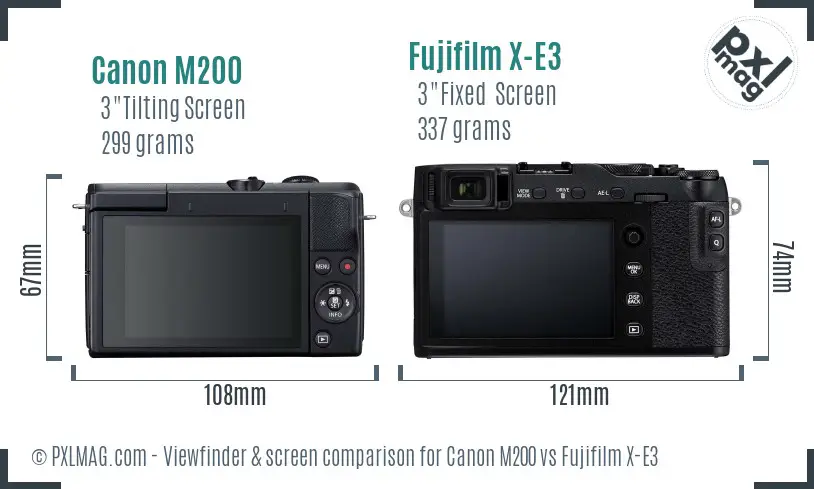 Canon M200 vs Fujifilm X-E3 Screen and Viewfinder comparison