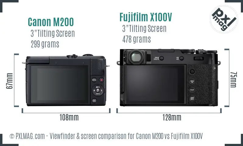 Canon M200 vs Fujifilm X100V Screen and Viewfinder comparison Canon M200 vs Fujifilm X100V Screen and Viewfinder comparison