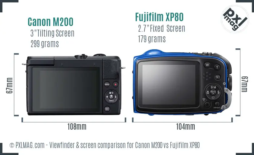 Canon M200 vs Fujifilm XP80 Screen and Viewfinder comparison