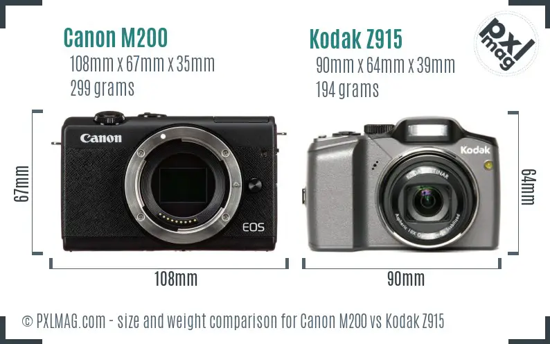 Canon M200 vs Kodak Z915 size comparison