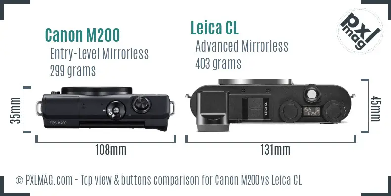 Canon M200 vs Leica CL top view buttons comparison