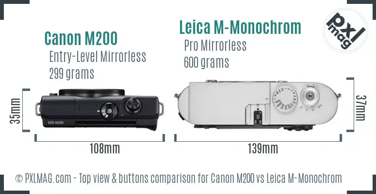 Canon M200 vs Leica M-Monochrom top view buttons comparison