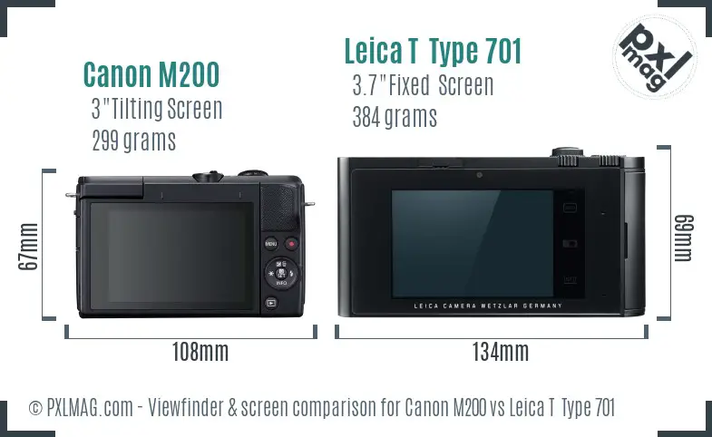 Canon M200 vs Leica T Type 701 Screen and Viewfinder comparison Canon M200 vs Leica T Type 701 Screen and Viewfinder comparison