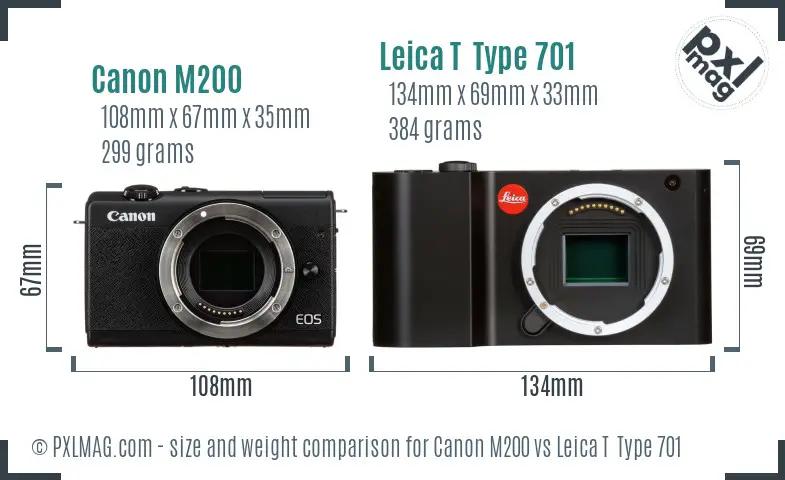 Canon M200 vs Leica T Type 701 size comparison Canon M200 vs Leica T Type 701 size comparison