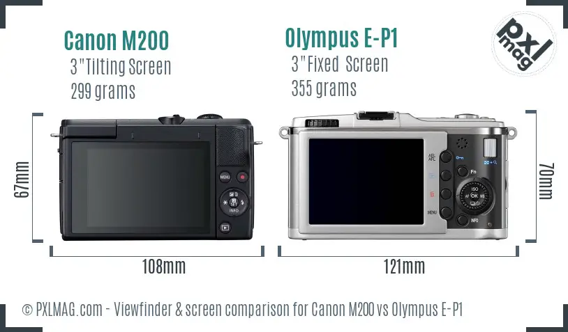 Canon M200 vs Olympus E-P1 Screen and Viewfinder comparison