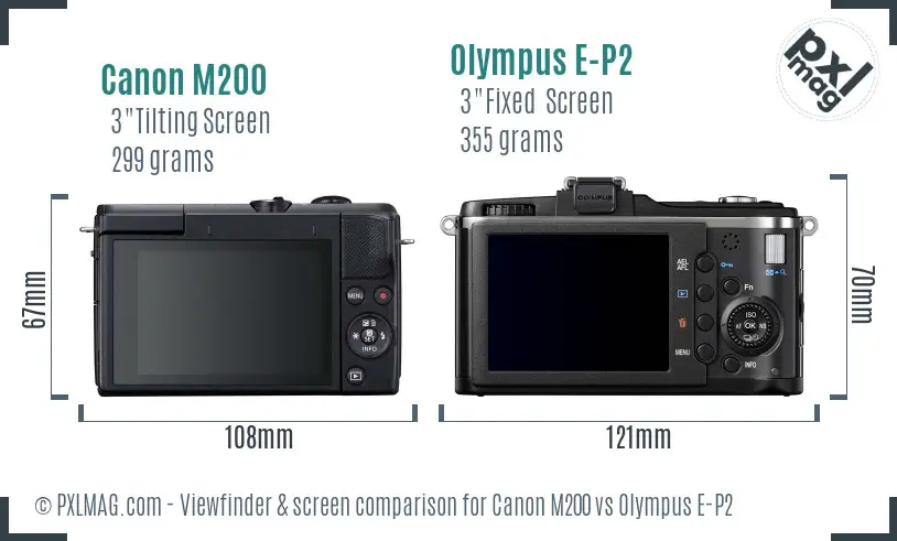Canon M200 vs Olympus E-P2 Screen and Viewfinder comparison