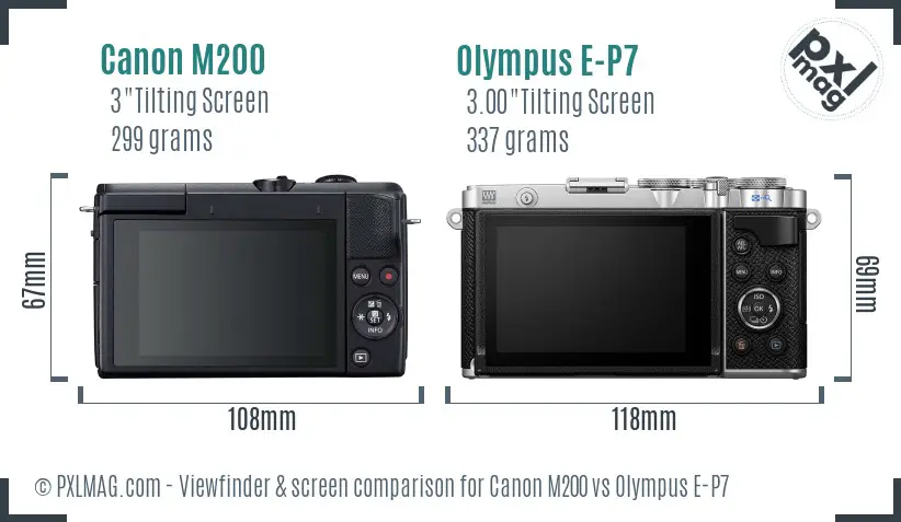 Canon M200 vs Olympus E-P7 Screen and Viewfinder comparison
