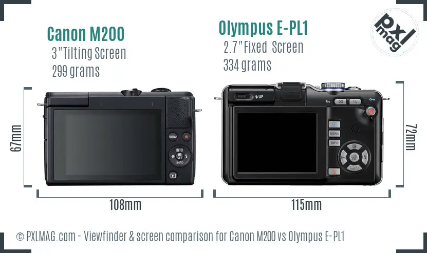 Canon M200 vs Olympus E-PL1 Screen and Viewfinder comparison