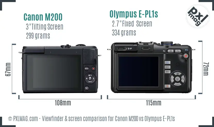 Canon M200 vs Olympus E-PL1s Screen and Viewfinder comparison