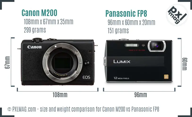 Canon M200 vs Panasonic FP8 size comparison