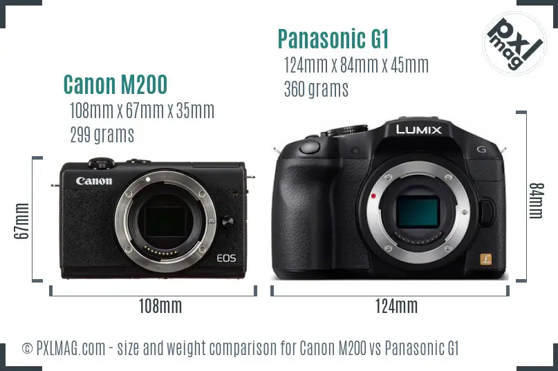 Canon M200 vs Panasonic G1 size comparison Canon M200 vs Panasonic G1 size comparison