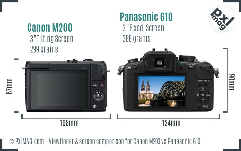 Canon M200 vs Panasonic G10 Screen and Viewfinder comparison Canon M200 vs Panasonic G10 Screen and Viewfinder comparison