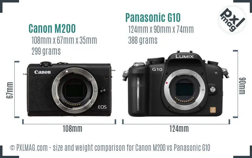 Canon M200 vs Panasonic G10 size comparison Canon M200 vs Panasonic G10 size comparison