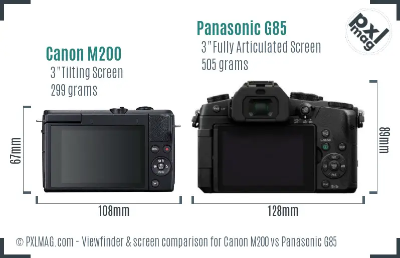 Canon M200 vs Panasonic G85 Screen and Viewfinder comparison Canon M200 vs Panasonic G85 Screen and Viewfinder comparison